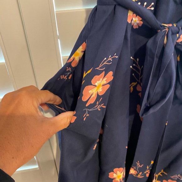 Navy blue Roxy floral wrap dress with pockets - Picture 2 of 3